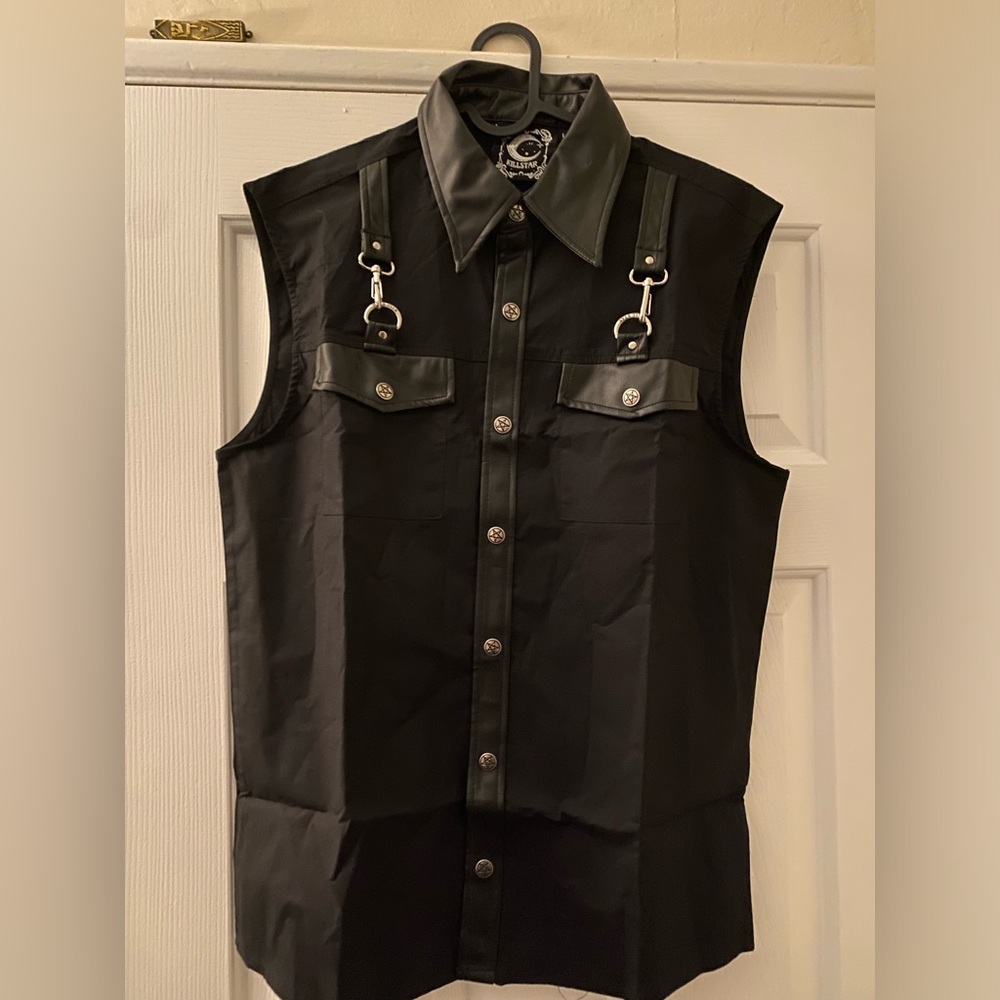 Killstar Off The Hook collared sleeveless shirt. Size L